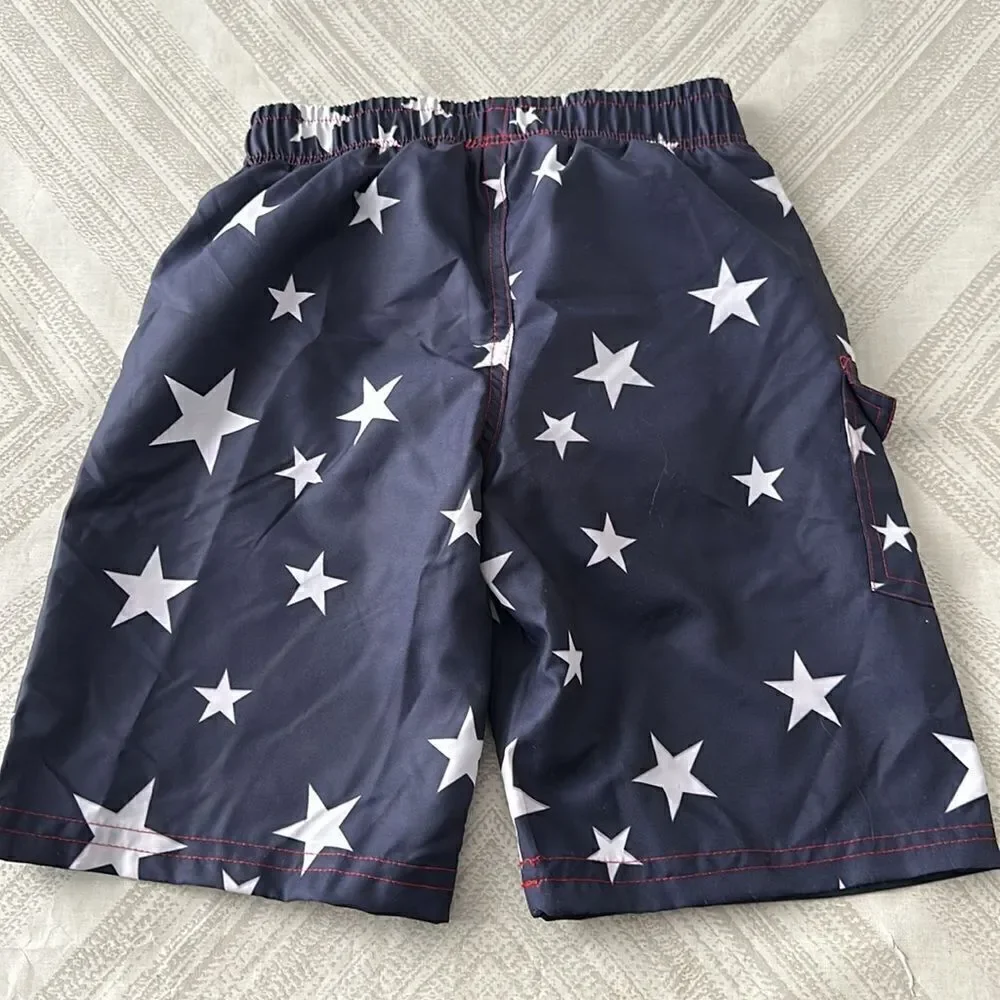 Mish Boys Navy Blue with White Stars Swim Trunks